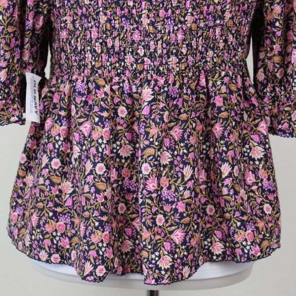 🛑SOLD🛑 NWT Old Navy Floral Puff Sleeve Round Neck Peplum Top Size Large - Picture 9 of 10